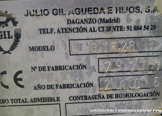 Sembradora Marca Gil, modelo GTE28, 3.5 metros, 28 rejas, cultivador, rastra, fabricada en 2006.